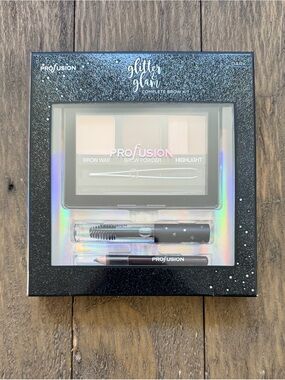 Profusion Cosmetics Glitter & Glam Brow Kit – Dark (Black Packaging)
